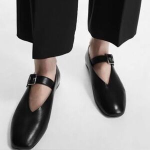 NWOB! Never worn COS Black Leather Mary Jane Ballet Flats